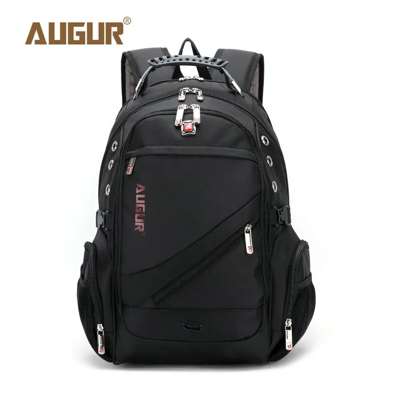 Черный Рюкзак для ноутбука AUGUR для мужчин и женщин Bolsa Mochila для 14-17 дюймов ноутбук рюкзак школьная сумка рюкзак для подростков - Цвет: Черный