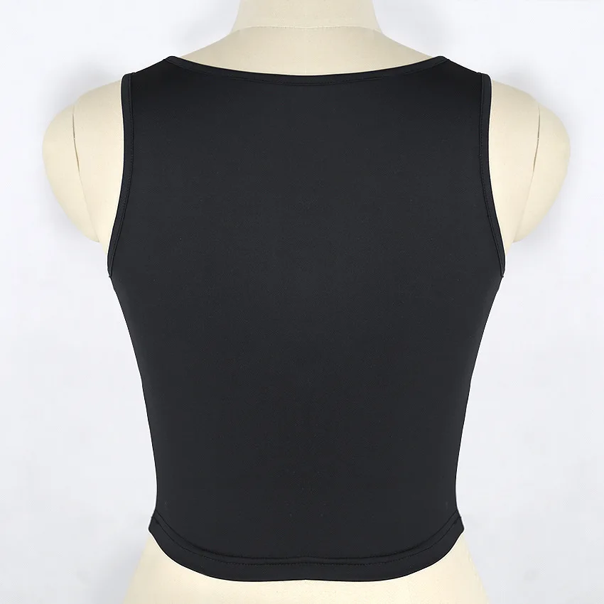 Женская короткая футболка без рукавов летняя повседневная черная с принтом