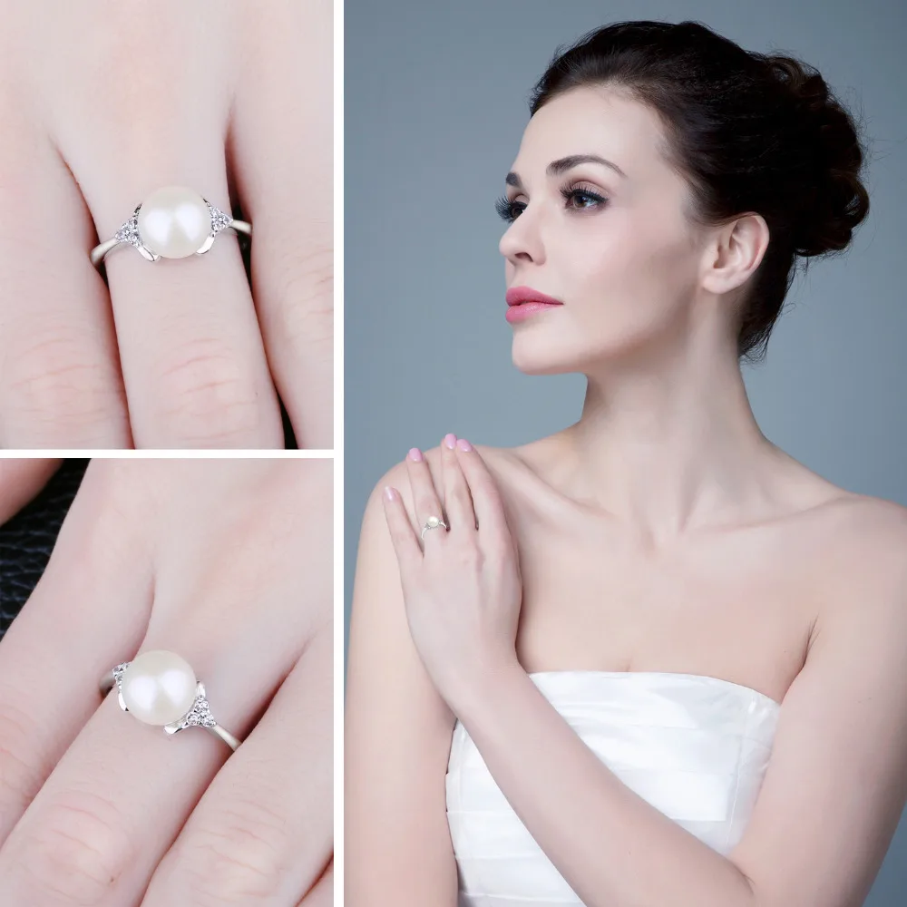 Jewelrypalace Роскошные 8 мм* 8 мм пресноводным культивированным жемчугом Обручение и обручальное кольцо стерлингового серебра 925 Красивые ювелирные изделия для Для женщин