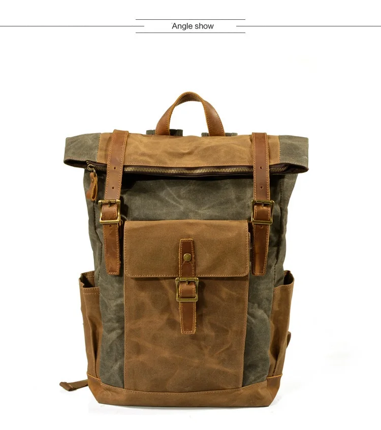 M207 Bagpack Винтаж холст кожаный рюкзак для ноутбука мужской Колледж школьный Для мужчин из дверей дорожные сумки Повседневное сумки Водонепроницаемый