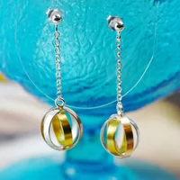 2018 Real New Arrival Alexandrite Brinco Fashion, Plated Pure Earrings, Long Bead Personalized Hollowing Craft Jewelry Ladies.