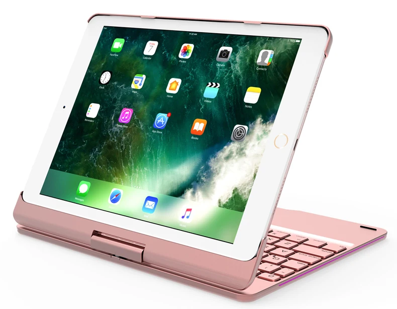 Роскошные 360 вращающийся алюминиевый сплав чехол для Apple iPad Pro 9,7 /iPad Air/Air 2 Беспроводной покрытие клавиатуры Bluetooth+ ручка+ защитная пленка на экран