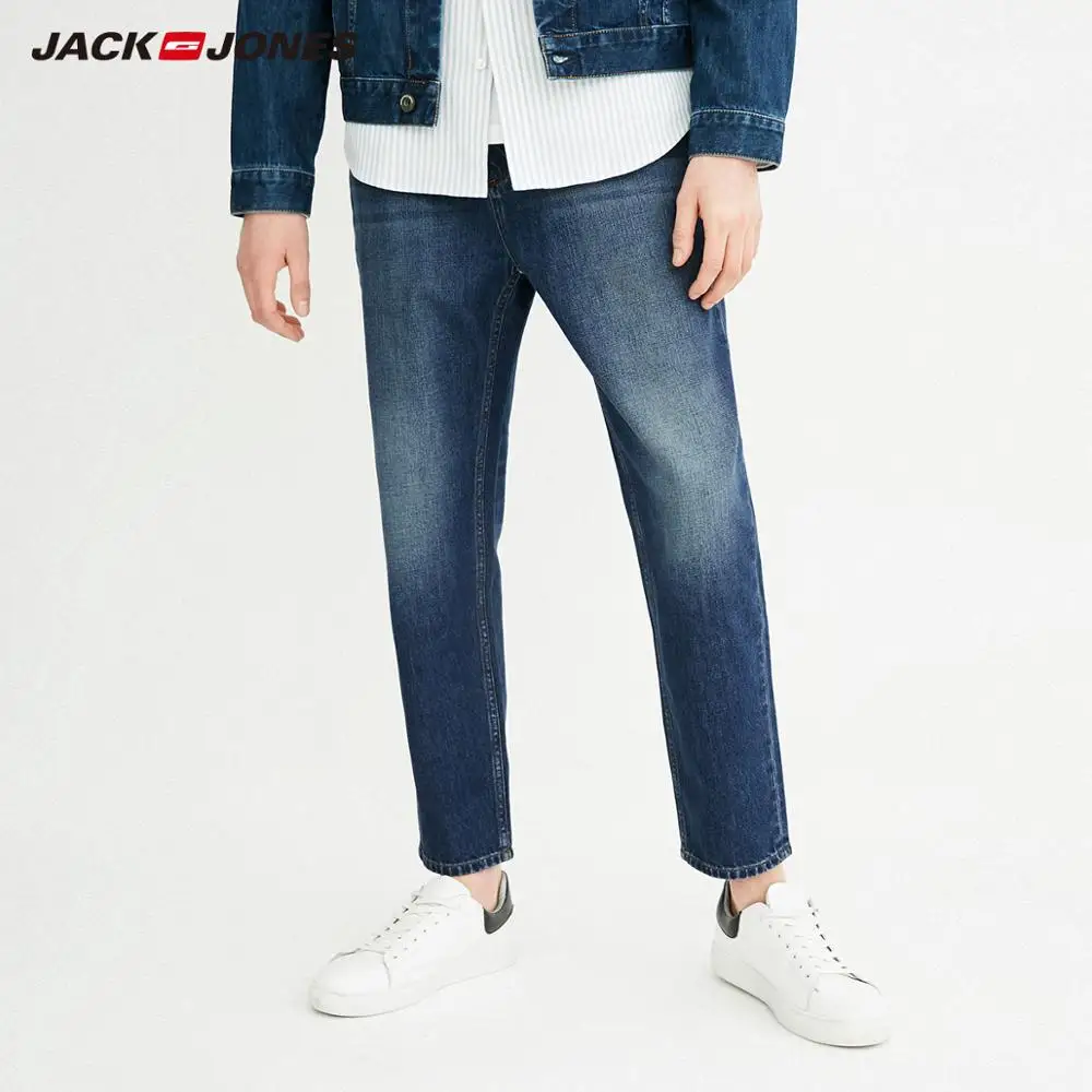 JackJones 100% хлопок выцветания прямые зауженные джинсы светло голубой бизнес