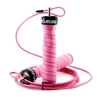 professional jump rope high speed adjustable skipping rope with portable bag skip rope anti slip handle for double under in pink