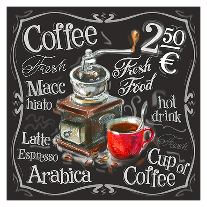 5D Diy diamond painting cross stitch &quotCoffee Price AD Board&quot Full Square Diamond embroidery Needlework Rhinestone Mosaic Crafts | Дом и