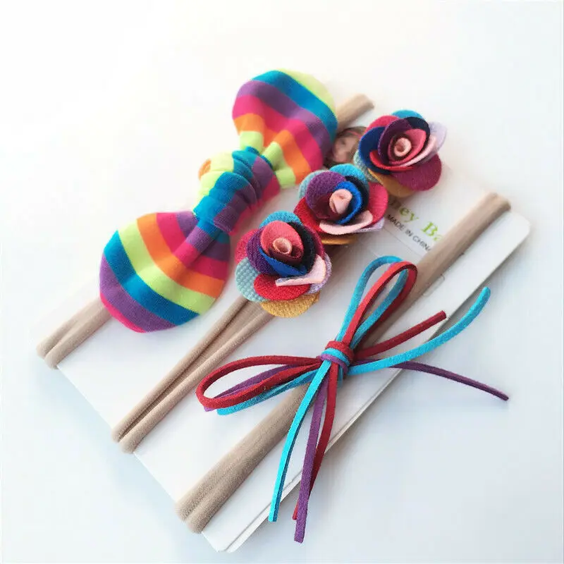 3 шт./компл. красочные повязки для волос маленьких девочек повязка на голову с