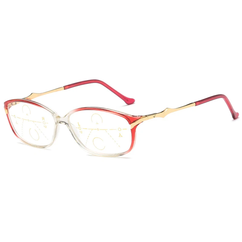 YQ598 Red SOZOTU Мультифокальные Прогрессивные очки для чтения для мужчин и женщин, очки для пресбиопической диоптрии по рецепту+ 1,0+ 1,5+ 2,0+ 2,5+ 3,0 YQ598 - Цвет оправы: YQ598 Red