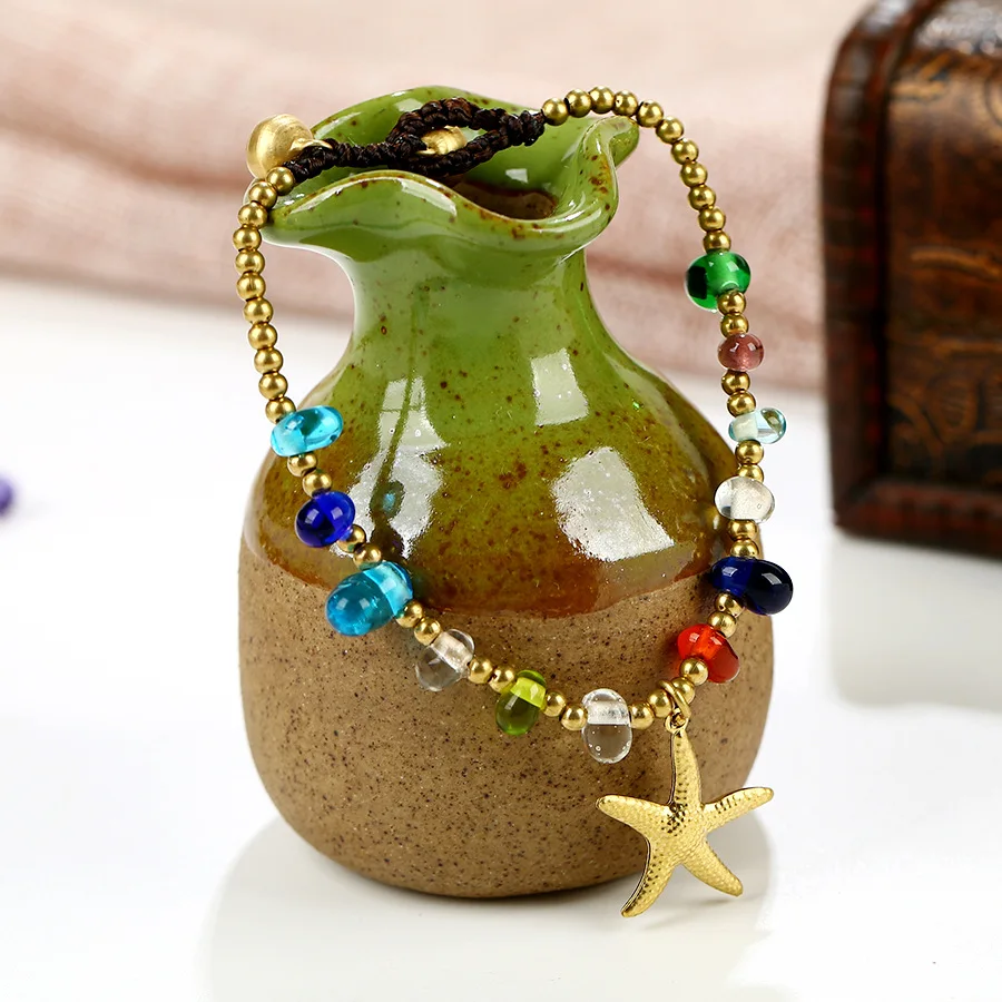 

Summer sea star animal Vintage Bead smetal Bangles elephant Bracelets owl Starfish Boho DIY Shell Charm dolphin