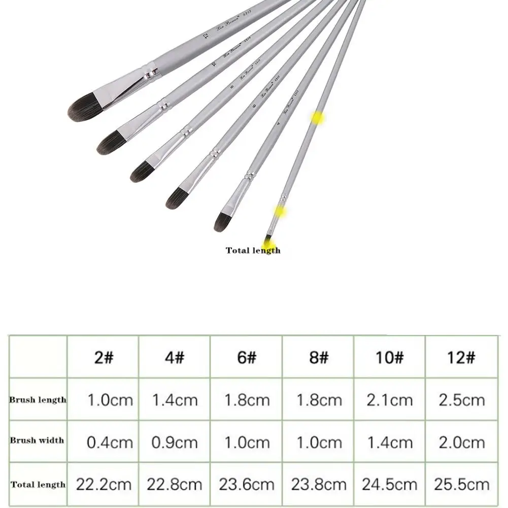

6pcs/set Professional Painting Nylon Brush for Water Color Oil Brush
