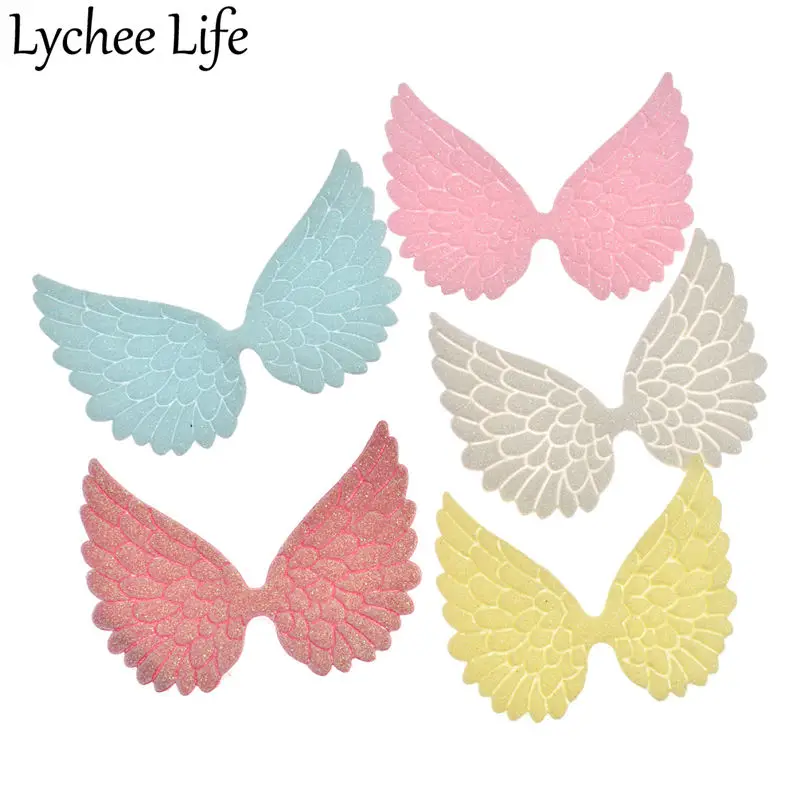 Lychee Life, 10 шт., блестящая ткань, крылья ангела, ПУ, праздничное украшение, сделай сам, вечерние, для клуба, дома, подарки, торт, фото, коллекция, Новое поступление