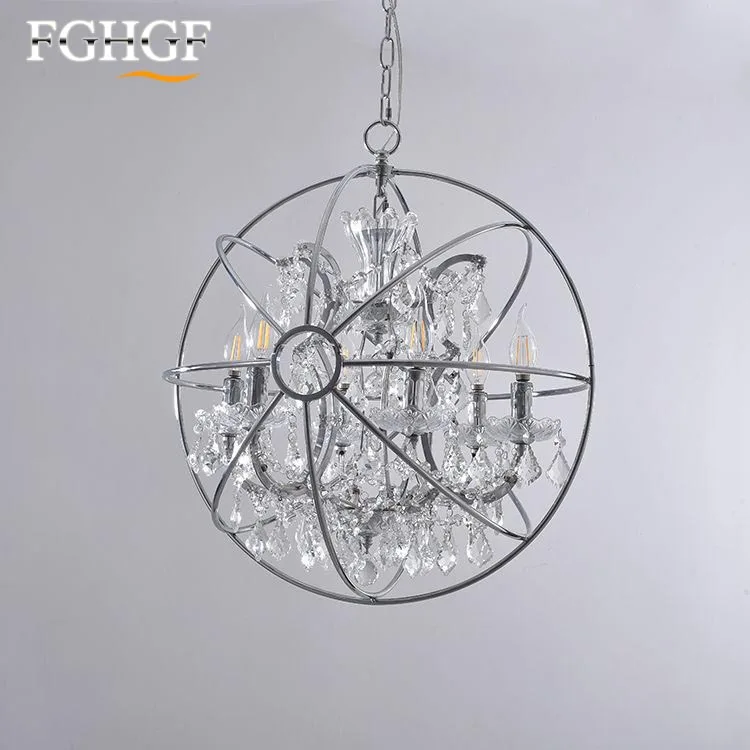 Ретро ОРБ хрустальная люстра освещение хромированные хрустальные люстры