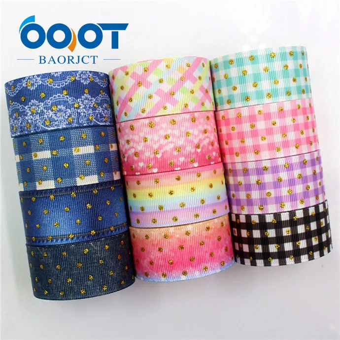 OOOT BAORJCT G-18808-866, 10 ярдов 25 мм Золотая блестящая корсажная лента с принтом DIY головной убор свадебный подарок упаковка материал - Цвет: 12 each one yards