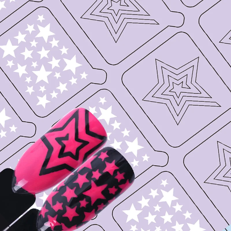 Виниловая трафаретная наклейка для дизайна ногтей 20 наконечников 1 лист клей