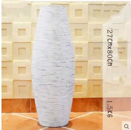 Big 80x27cm Китайская белая и коричневая серая бамбуковая напольная ваза, большая ручная работа, большой домашний декор, цветочный горшок для свадебного украшения, напольная ваза - Цвет: Big 80x27cm