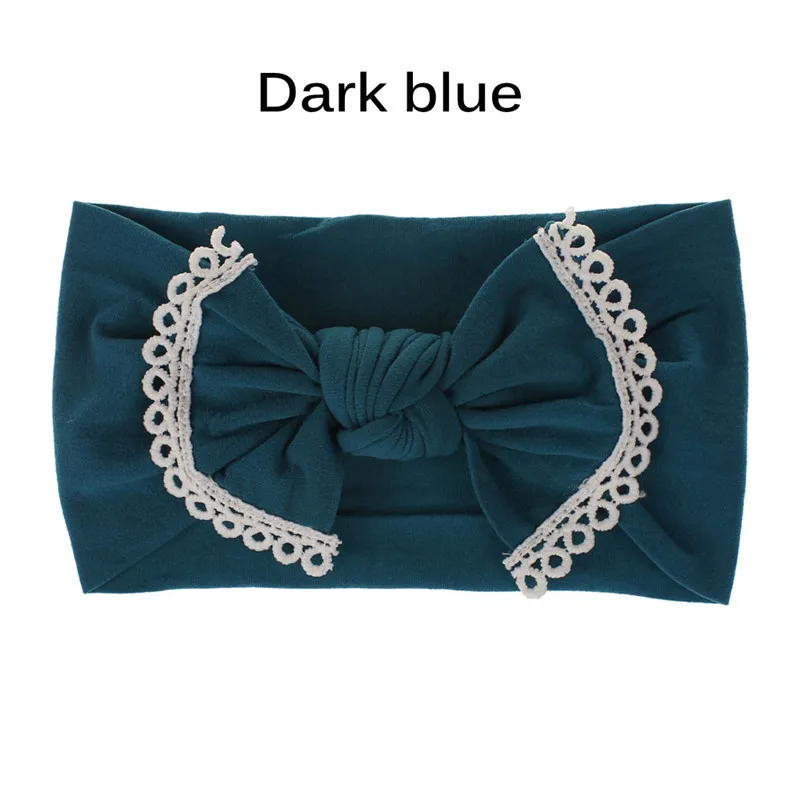 dark blue Модные Ободки для девочек с бабочками с отделанным узлом, бант для волос нейлоновая повязка для волос/бант/ободок с помпонами детская головная повязка с узлом на макушке помпон - Цвет: dark blue