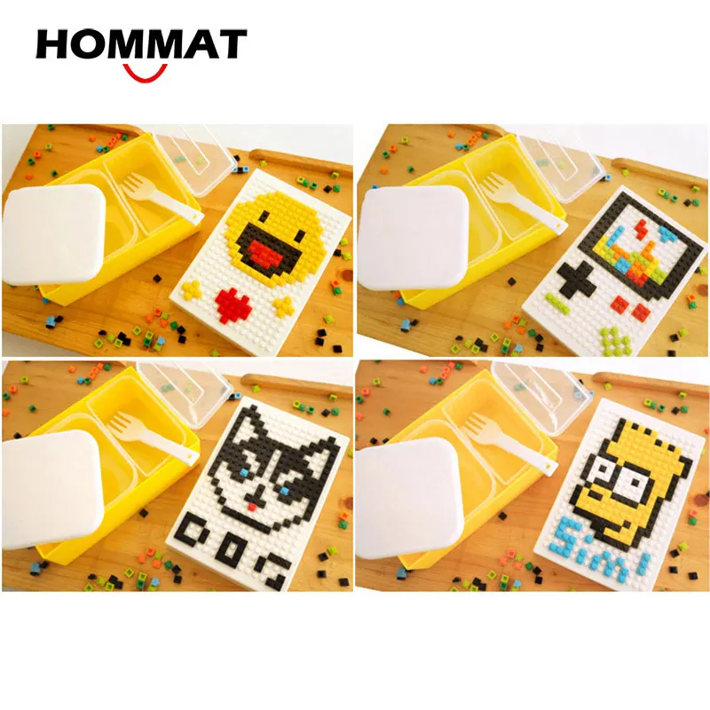Творческая пища коробка дети Кирпичи DIY шаблон Bento Box пиксельный блок головоломка