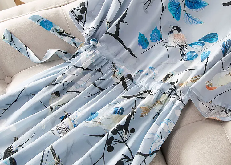 Для Женщин Шелковое Платье люкс 100% натуральный шелк цветочный принт платье