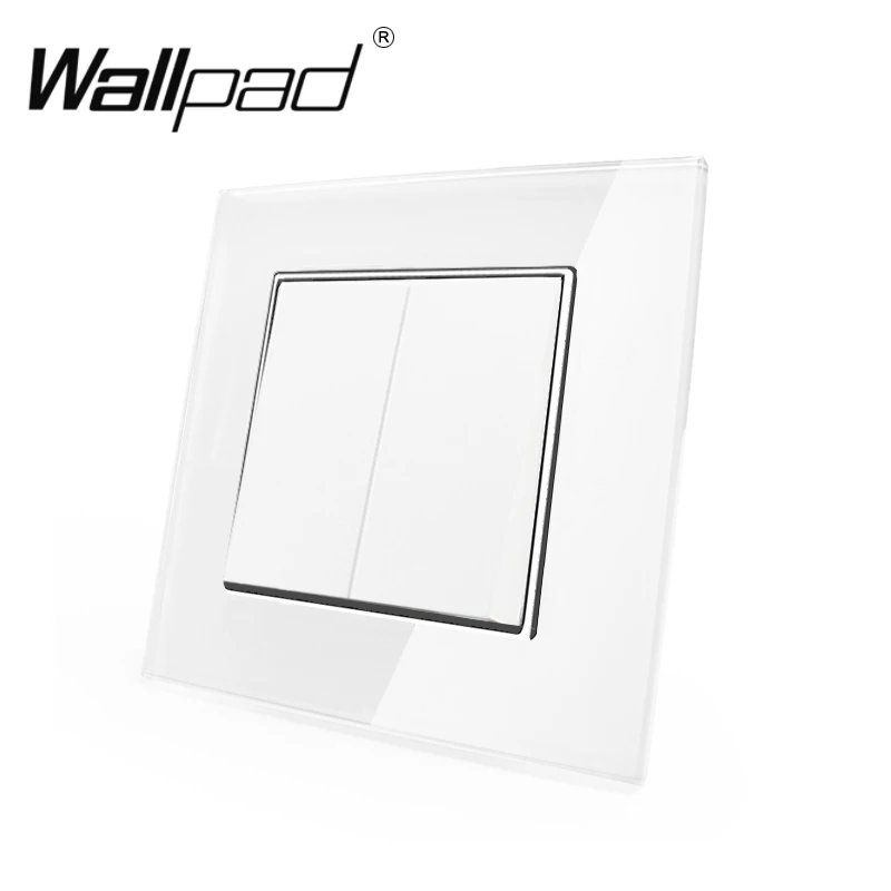 2 местный 1 позиционный Выключатель с зажимами Wallpad 110-250V белый закаленное Стекло