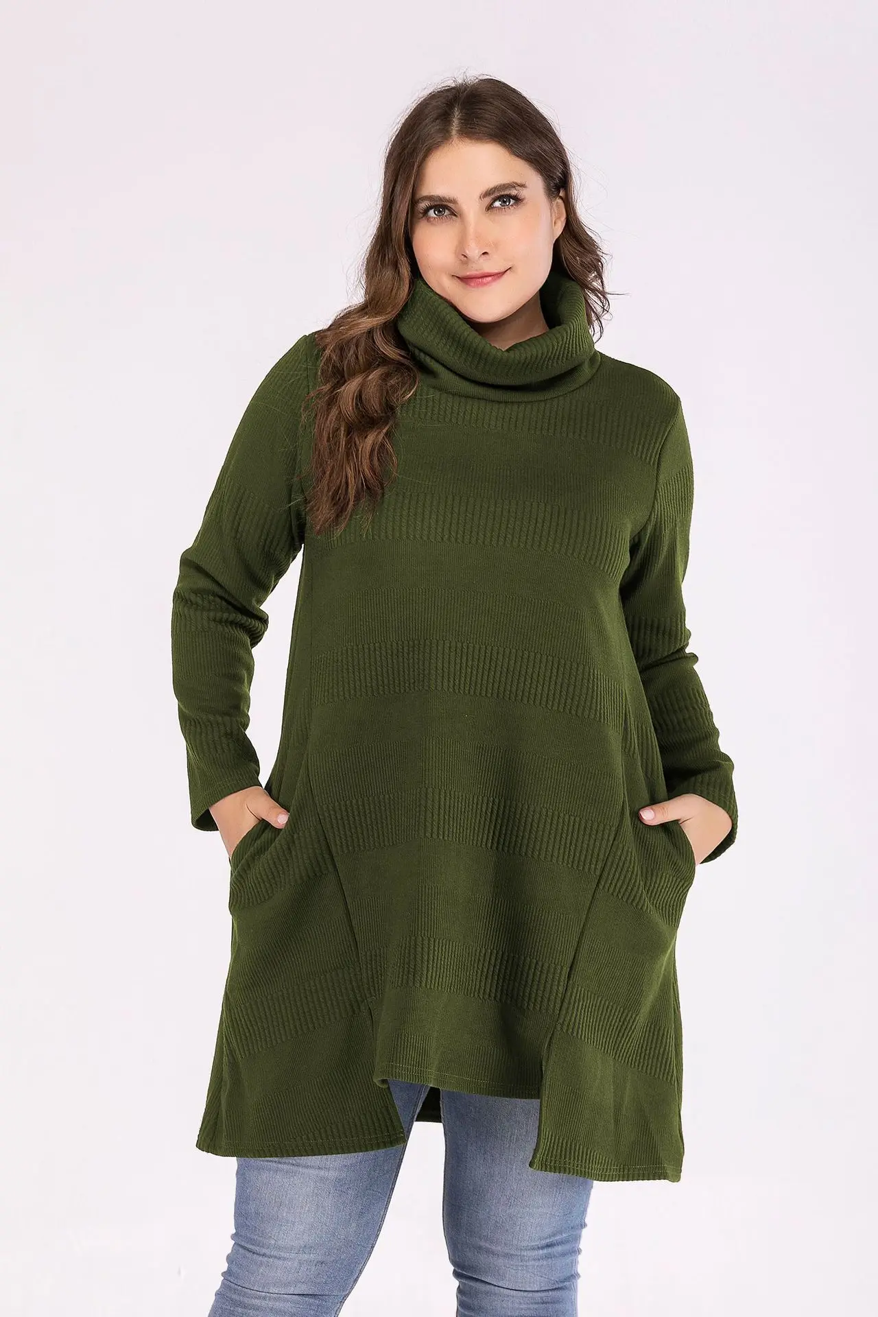 2019 XL Big size turtleneck sweater women pullover oversized pull femme plus tops knitwear long knitted winter | Женская одежда