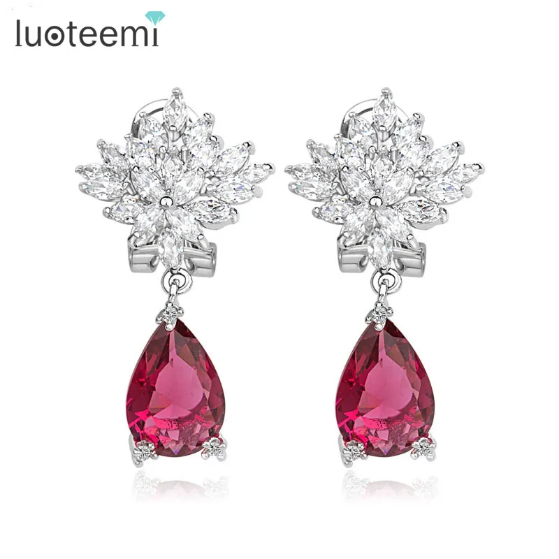 Серьги LUOTEEMI AAA с фианитом роскошные брендовые свадебные серьги для женщин модные