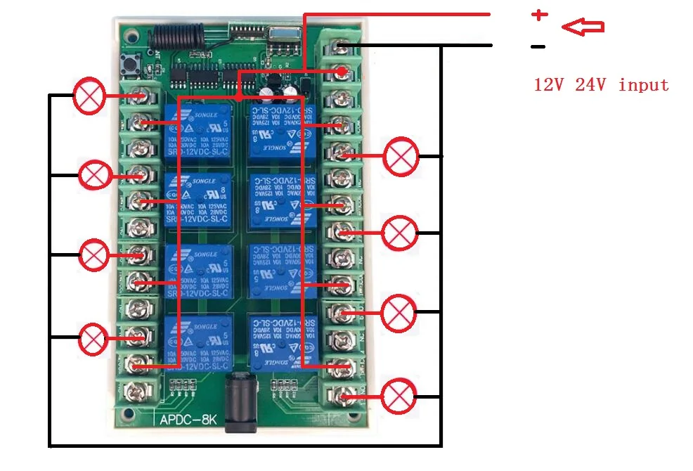 DC 12V 24V 8 CH Каналы 8CH RF Беспроводной дистанционного Управление переключатель дистанционного Управление Системы приемник передатчик 8CH реле 315/433 МГц