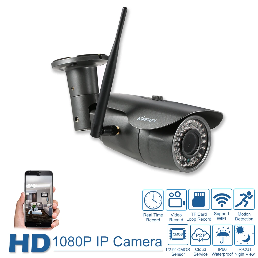 IP камера KKmoon Onvif HD 1080P 2 МП Водонепроницаемая с автофокусом 8 12 мм|wireless wifi ip camera|outdoor