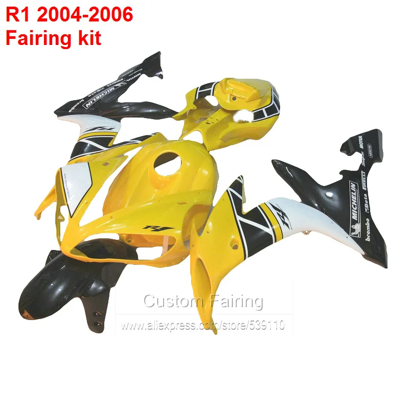 + 7 подарков Обтекатели для YAMAHA yzf r1 04 2004 (желтая окрашенная) 05 2005 под давлением