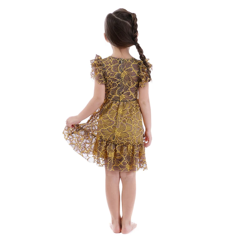 Kaiya Angel/Модная Детская летняя одежда для девочек желтая детская дня рождения и