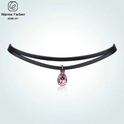 Украшенное кристаллом Swarovski женское ожерелье модное ювелирное изделие подвеска ключица черная двойная цепочка колье ожерелье