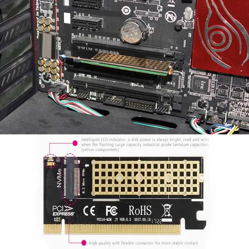 M.2 NVMe PCIE SSD к PCI E 3 0 16x M ключ порт адаптер расширитель HDD карты Разъем конвертер