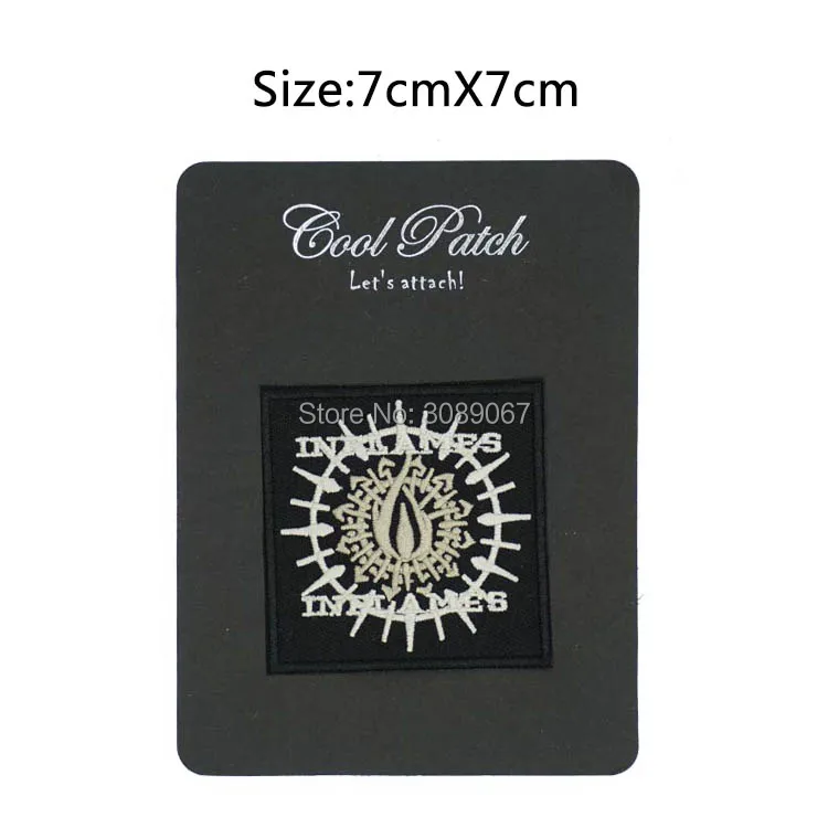 В пламя вышитая музыкальная группа приклеивающиеся утюгом нашивки футболка