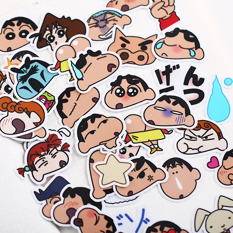 40pcs/pack boy Crayon Shinchan stickers Flakes For Diary car Decoration Diy Hand-drawn comics schoolboy Scrapbooking Children