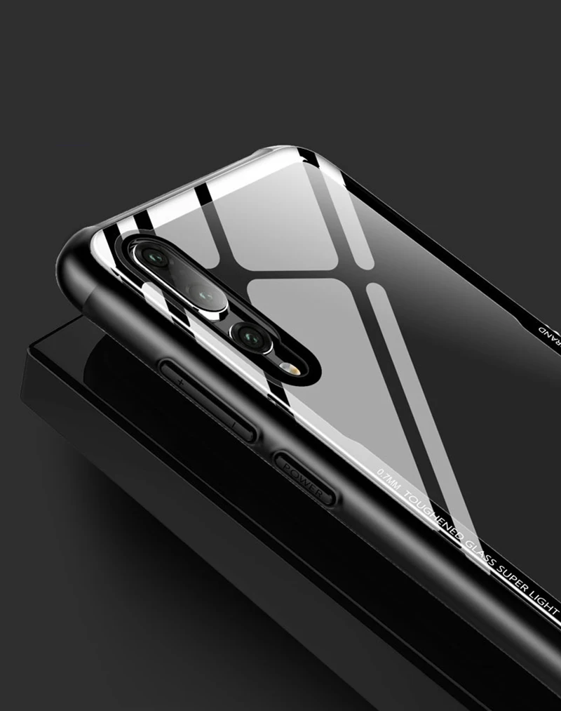 Роскошный закаленное стекло чехол для huawei P20 P20 Pro P 20 Lite