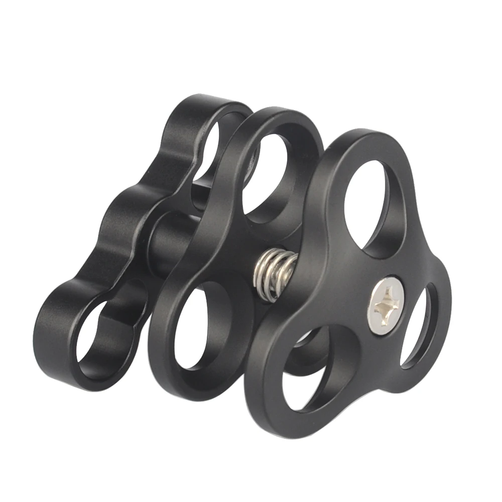Triple 1&quot Ball Clamp Diving Camera Bracket Aluminum Spring Flashlight Three 3 Mount Clip for Underwater Photography System |