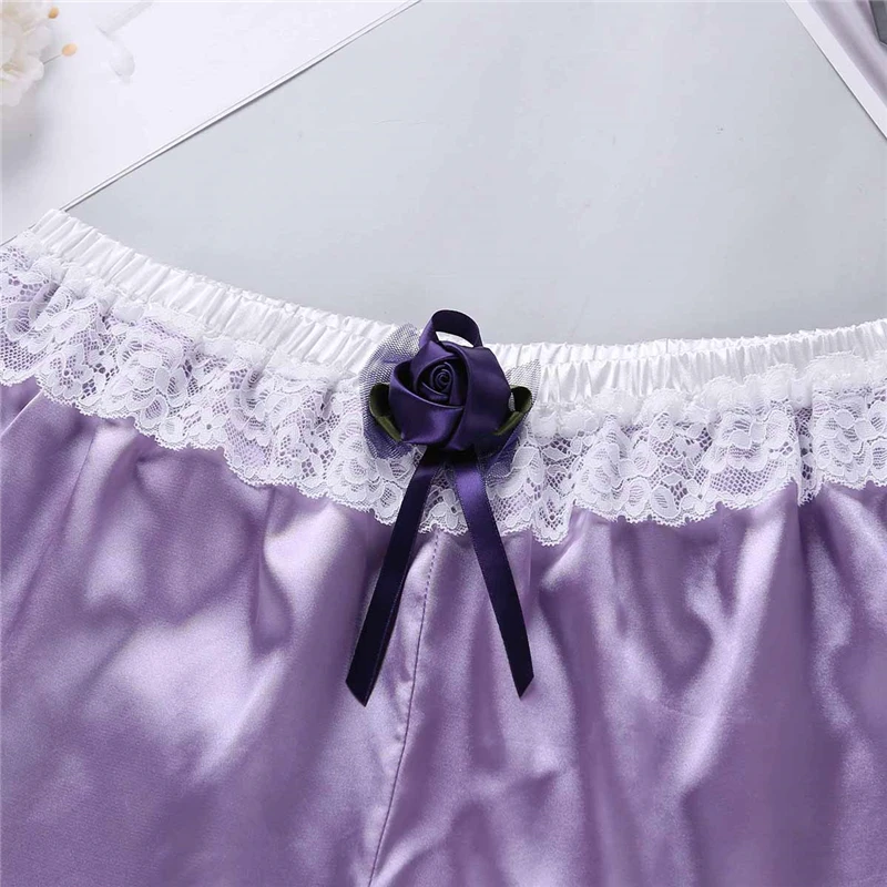 Мужские боксеры нижнее белье SISSY блестящие мягкие атласные цветочные кружева
