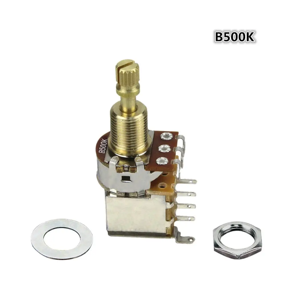 B500K FLEOR 1 шт. потенциометр для гитары Push потенциометр A250K/B250K/A500K/B500K медный длинный разделительный вал(не тянет больше - Цвет: B500K