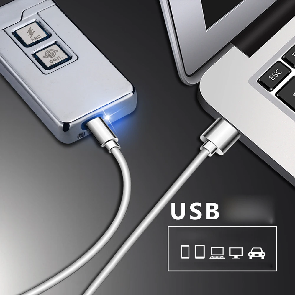 Новинка 2018 2 в 1 зажигалка с катушкой и дугой Умные Электронные USB зажигалки