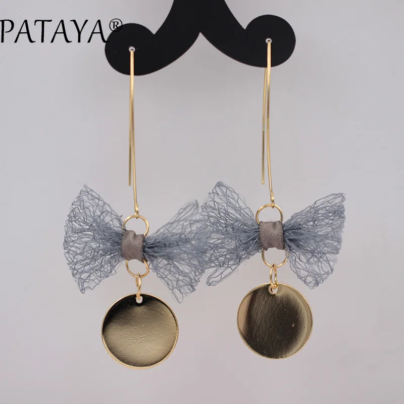 PATAYA Новые поступления серых золотых сережек с круглыми пайетками 585|dangle long
