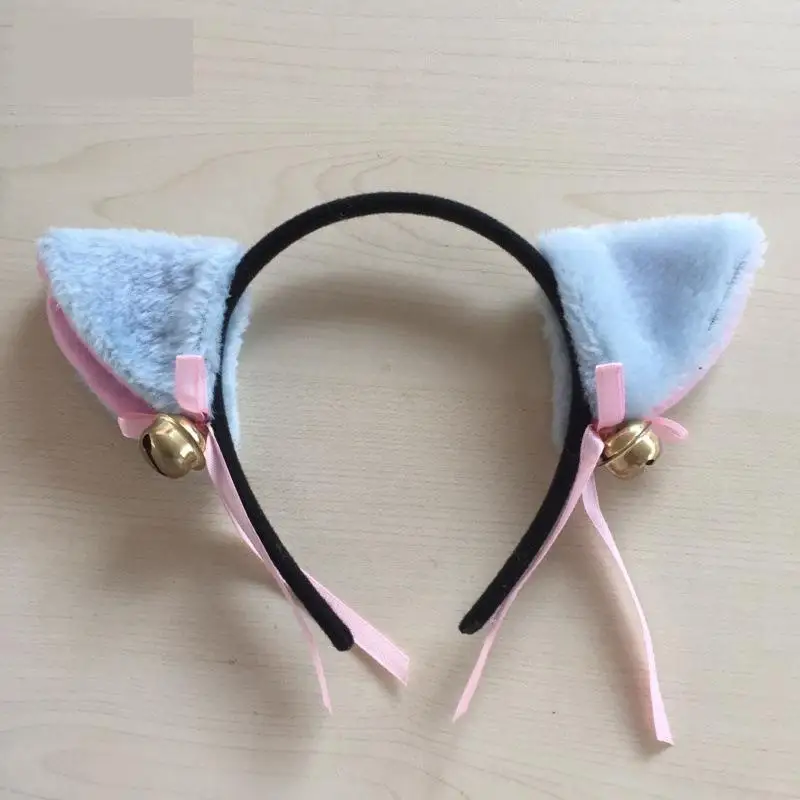 Женская повязка на голову с длинными меховыми ушками аксессуар для косплея |