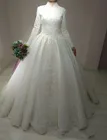 Свадебное платье с длинным рукавом, арабское бальное платье с кружевом, мусульманское свадебное платье, 2022