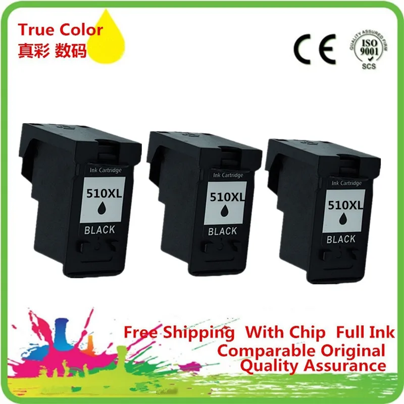 Чернильный картридж для принтера тонер для Canon PG-510 PG-510BK PG 510 510BK PG510 PG510BK CL-511 CL 511 MP260 MP270 MP272 MP280 MP282 - Цвет: 3BK