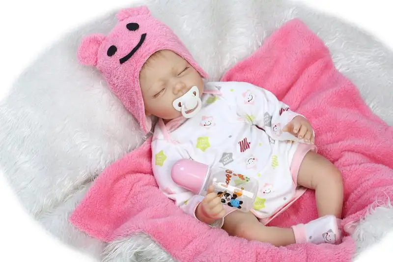 Kawaii, 22 дюйма, кукла для близнецов, силиконовая кукла-Реборн, 55 см, BeBe Reborn, Реалистичная кукла для детей, подарок на день рождения, Brinquedos - Цвет: 55cm Pink Girl