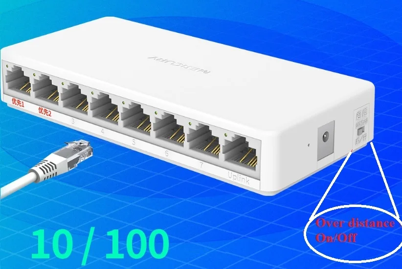 8 портов 100 Мбит/с переключатель данных Plug &amp Play MCS1108M камера NVR сетевой коммутатор