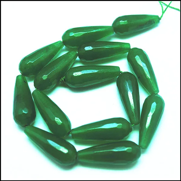 dark green 13 шт. природа полудрагоценный камень струны граненый камень бисер для украшения серьги капли 23x11 мм топ мода аксессуары бусы - Цвет: dark green