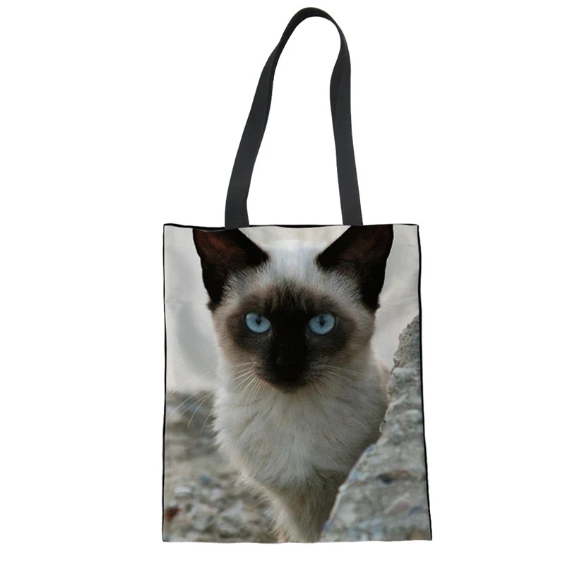 LMF1269Z22 WHEREISART Яркая сумка для шоппинга Saco Compras Animal Siamese Cat женские матерчатые сумки хлопчатобумажная хозяйственная сумка на плечо - Цвет: LMF1269Z22