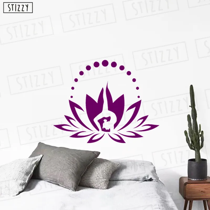 Настенная Наклейка stizzy Йога Студия центр цветок лотоса виниловые наклейки на