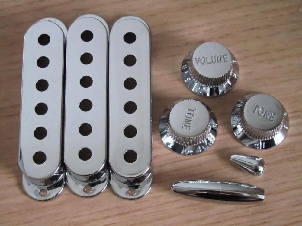 

Chrome ST Style Guitar Knobs,Pickup Covers,Switch Tip and Whammy Bar Tip