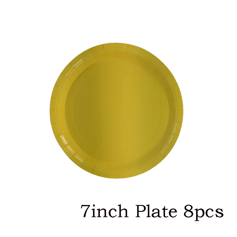 7inch plate yellow 8 шт. одноразовая посуда, одноцветные бумажные тарелки для вечеринки, тарелка для торта, свадебные украшения для дня рождения - Цвет: 7inch plate yellow