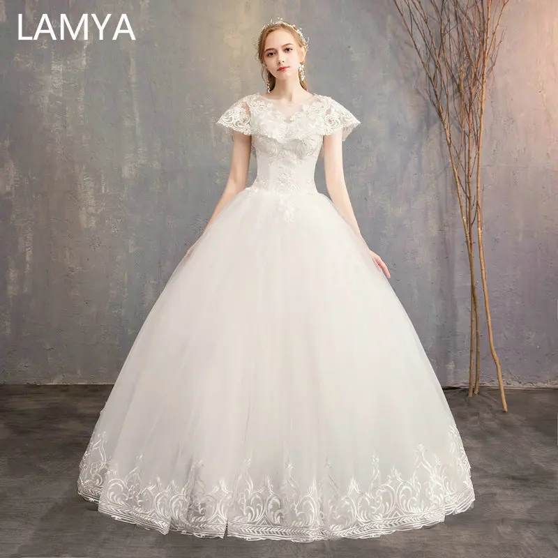 Свадебное платье с открытой спиной LAMYA элегантное кружевное рукавом крылышком