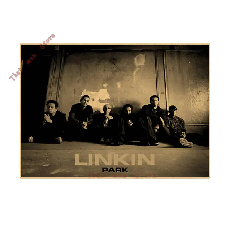 Ностальгическая рок-группа Linkin Park Честера Чарлза БЕННИНГТОНА/крафт-бумага/кафе/Бар плакат/Ретро плакат/42*30 см - Цвет: Светло-зеленый